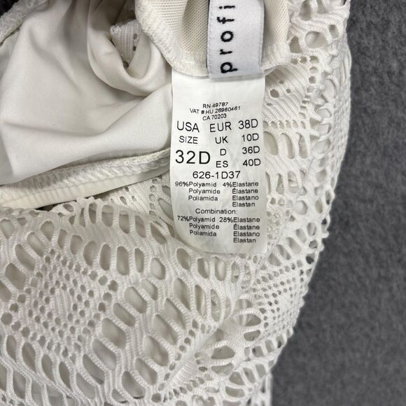 Profile by Gottex Tankini Top Womens 32D White Crochet Fringe Swimsuit 626-1D37 - Picture 9 of 15